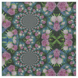 Roze witte pioen floral waterverf mandala stof