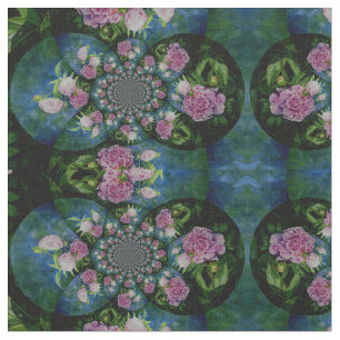 Roze witte pioen floral waterverf mandala stof