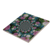 Roze witte pioen floral waterverf mandala tegeltje (Zijkant)