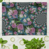 Roze witte pioen floral waterverf mandala theedoek (Gevouwen)