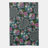 Roze witte pioen floral waterverf mandala theedoek (Verticaal)