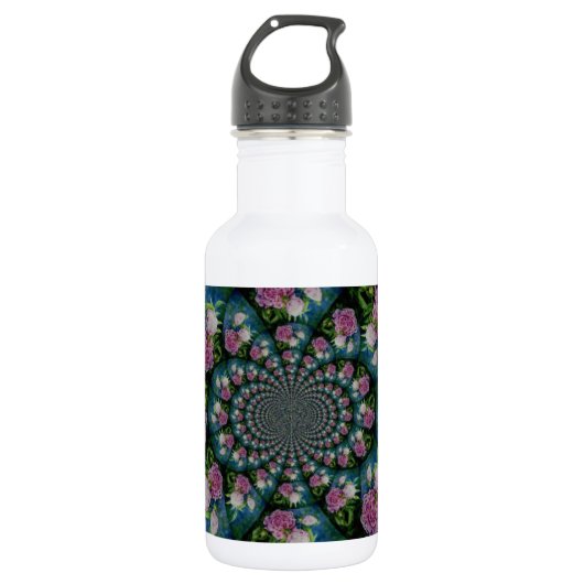 Roze witte pioen floral waterverf mandala waterfles  (Voorkant)