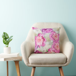 Roze Witte Pioen Roos - Romantische Bloemen Kussen