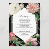 Roze Witte Pioenen Bloemen Bruiloft Routebeschrijv Programmakaart (Achterkant)