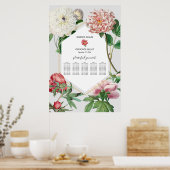 Roze Witte Pioenen Bloemen Bruiloft Zitkaarten Poster (Keuken)