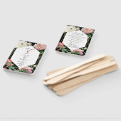 Roze Witte Pioenen Bloemen Bruiloft Zwart Programm Handwaaier (Niet-gemonteerd)