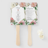 Roze Witte Pioenen Bloemen Trouwprogramma Handwaaier (Voorkant en achterkant)