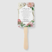 Roze Witte Pioenen Bloemen Trouwprogramma Handwaaier (Achterkant)