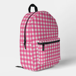 Roze witte plaid geblokte gingham bedrukte rugzak