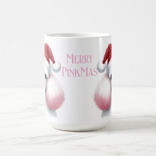 Roze Witte Poedel Kerst Mok Cup (Center)