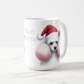 Roze Witte Poedel Kerst Mok Cup (Voorkant rechts)
