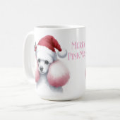 Roze Witte Poedel Kerst Mok Cup (Voorkant links)