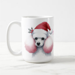 Roze Witte Poedel Kerst Mok Cup