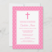 Roze witte poka dot Cross Baptisme Christening Kaart (Voorkant)