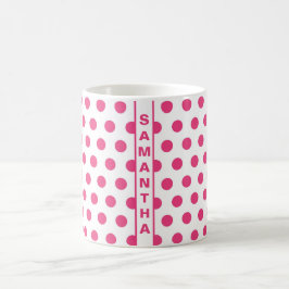 Roze witte poka Dots Name  Elegant Trendy Koffiemok