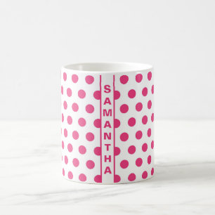 Roze witte poka Dots Name  Elegant Trendy Koffiemok