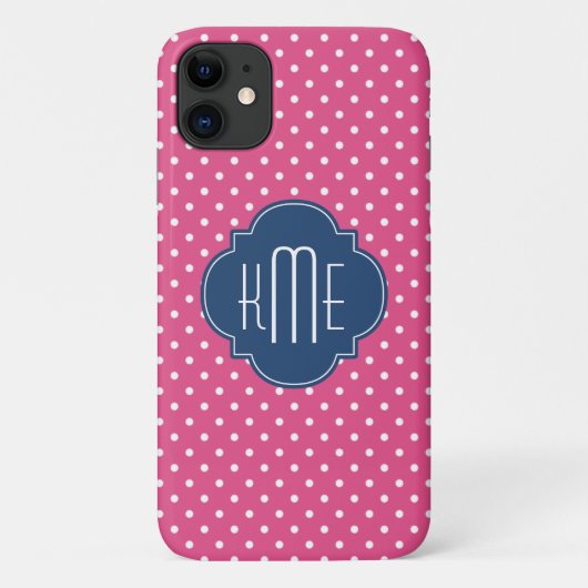 Roze witte poka Dots Quatrefoil Monogram Case-Mate iPhone Case (Achterkant)