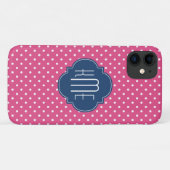 Roze witte poka Dots Quatrefoil Monogram Case-Mate iPhone Case (Achterkant (horizontaal))