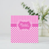 Roze, witte poka punpe Vrijgezellenfeest Kaart (Staand voorkant)