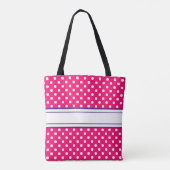 Roze witte poka vlek naam tote bag (Achterkant)