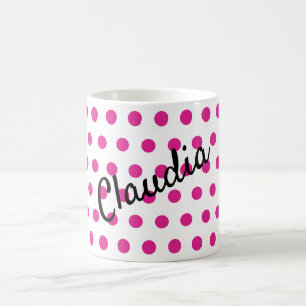 Roze witte polka dost Naam Koffiemok