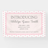 Roze Witte Polka Dot Baby Meisje Douche Introducti Spandoek (Horizontaal)