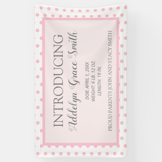 Roze Witte Polka Dot Baby Meisje Douche Introducti Spandoek (Verticaal)