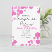 Roze & Witte Polka Dot Bubbles Verrassingsfeest Kaart (Staand voorkant)