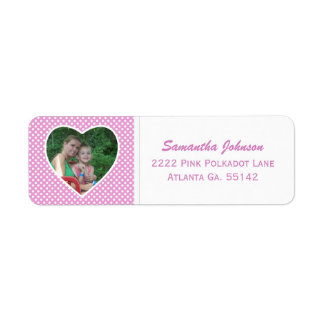 Roze & Witte polka-dot: ingelijste adres Stickers