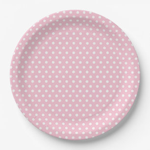 Roze witte Polka Dot Paper Borden Papieren Bordje