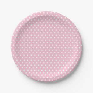 Roze witte Polka Dot Paper Borden Papieren Bordje