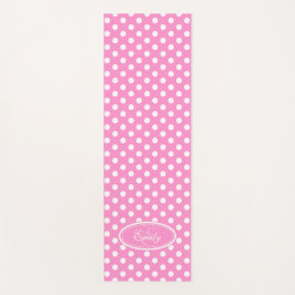 Roze witte polka dot yoga mat