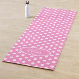 Roze witte polka dot yoga mat