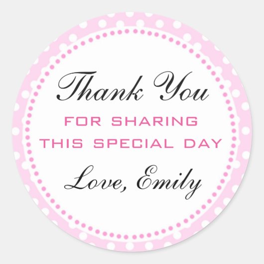 Roze Witte Polka Dots Gift Favor Label Sticker (Voorkant)