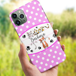 Roze & witte polkadot, schattige kittens op maat Case-Mate iPhone case