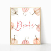 Roze Witte Pompoen Herfst Herfst Drinken Party Sig Poster