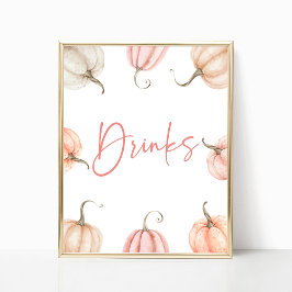 Roze Witte Pompoen Herfst Herfst Drinken Party Sig Poster