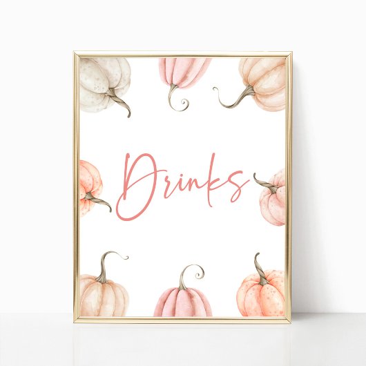 Roze Witte Pompoen Herfst Herfst Drinken Party Sig Poster