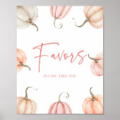 Roze Witte Pompoen Herfst Herfst Feest Favorieten  Poster (Voorkant)