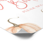 Roze Witte Pompoen Herfst Herfst Gastboek Sign Poster (Hoek)