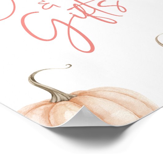 Roze Witte Pompoen Herfst Herfst Kaarten & Geschen Poster (Hoek)