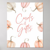 Roze Witte Pompoen Herfst Herfst Kaarten & Geschen Poster (Voorkant)