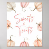 Roze witte pompoen Herfst snoep en traktaties teke Poster (Voorkant)