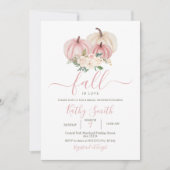 Roze witte pompoen perzikbloemen Vrijgezellenfeest Kaart (Voorkant)