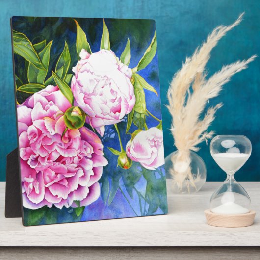 Roze witte pony schilderij | romantische bloem fotoplaat (Zijkant)