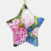 Roze witte pony schilderij | romantische bloem keramisch ornament (Links)