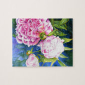 Roze witte pony schilderij | romantische bloem legpuzzel (Horizontaal)