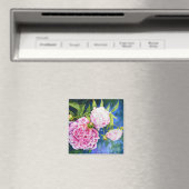 Roze witte pony schilderij | romantische bloem magneet (Insitu (Vaatwasser))