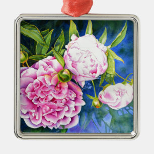 Roze witte pony schilderij   romantische bloem metalen ornament