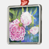 Roze witte pony schilderij | romantische bloem metalen ornament (Links)